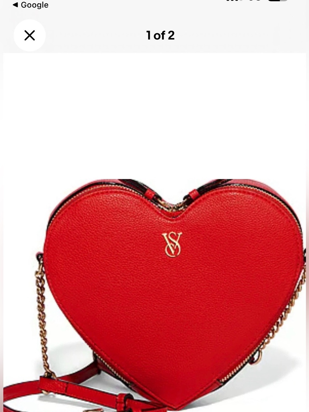 Victoria's Secret Red Heart-Shaped Crossbody with Gold Chain